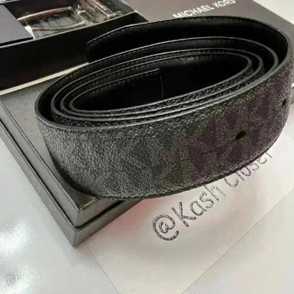 Michael Kors Mens Belt Set 4 in 1 Reversible MK Signature Gift Box Black - Picture 3 of 7